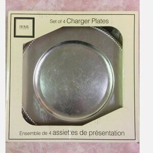 NEW 4 Silver Plastic Charger Plates REUSABLE WASHABLE 13" Beaded Rim Party Event
